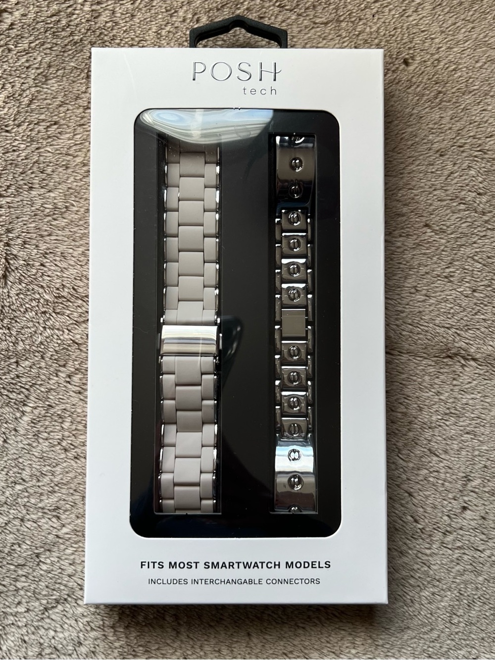 NWT POSH TECH 2 Pack Smartwatch Bands Silver Starburst + Orla Silicone/Steel
